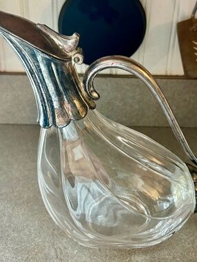 Vintage Italian crystal and silver plated duck decanter